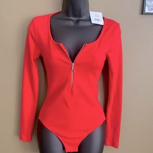 Topshop Red long sleeve bodysuit